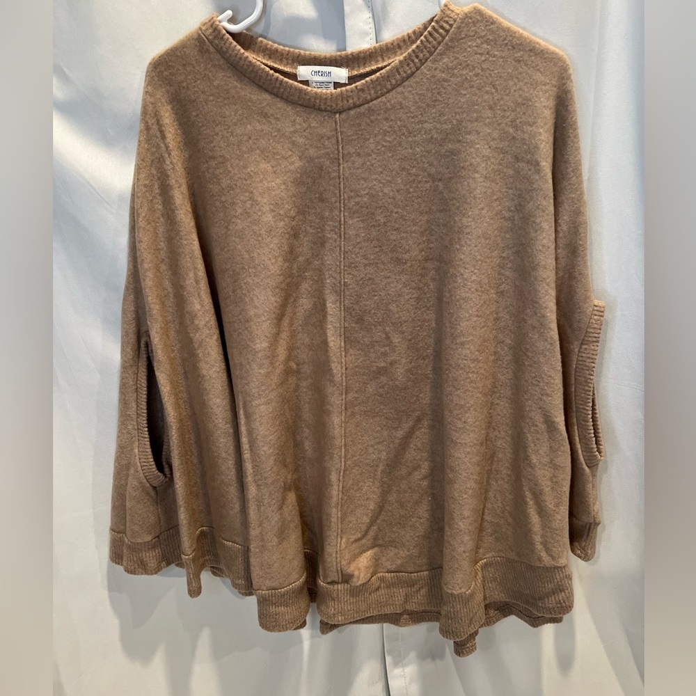 Taupe Red Dress Poncho